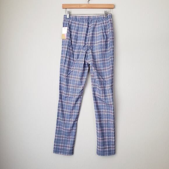 Riley & Rae Blue Plaid Cropped Trouser Pants Straight Leg Stretch 0 NWT - Picture 6 of 12